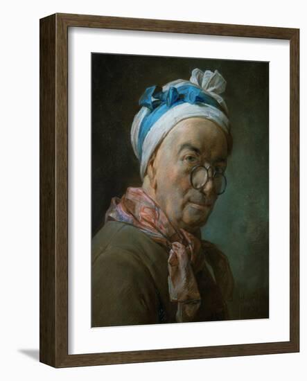 Self-Portrait with Pince-Nez, 1771-Jean-Baptiste Simeon Chardin-Framed Giclee Print