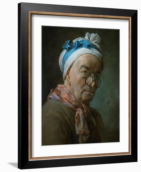 Self-Portrait with Pince-Nez, 1771-Jean-Baptiste Simeon Chardin-Framed Giclee Print