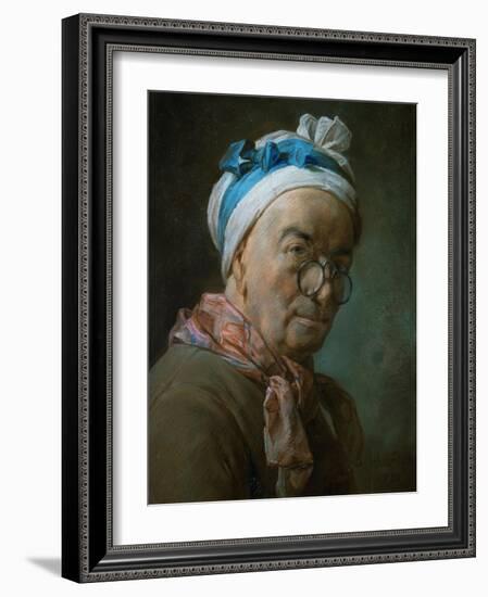 Self-Portrait with Pince-Nez, 1771-Jean-Baptiste Simeon Chardin-Framed Giclee Print