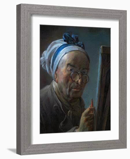 Self-Portrait with Pince-Nez, 1776-Jean-Baptiste Simeon Chardin-Framed Giclee Print