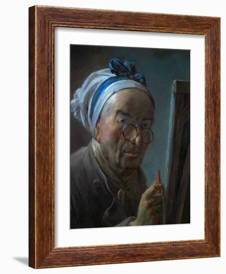 Self-Portrait with Pince-Nez, 1776-Jean-Baptiste Simeon Chardin-Framed Giclee Print