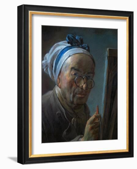 Self-Portrait with Pince-Nez, 1776-Jean-Baptiste Simeon Chardin-Framed Giclee Print