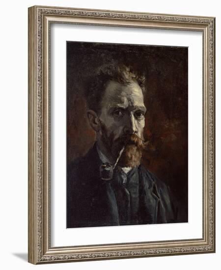 Self-Portrait with Pipe, 1886-Vincent van Gogh-Framed Giclee Print