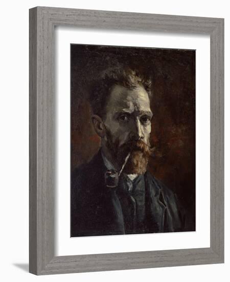 Self-Portrait with Pipe, 1886-Vincent van Gogh-Framed Giclee Print