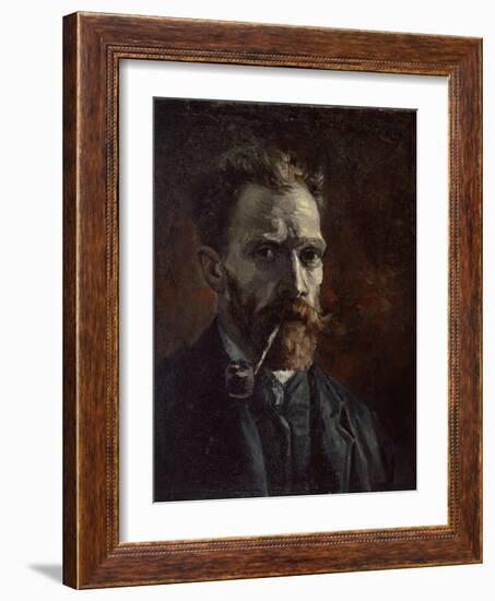 Self-Portrait with Pipe, 1886-Vincent van Gogh-Framed Giclee Print