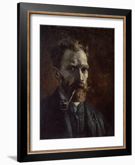 Self-Portrait with Pipe, 1886-Vincent van Gogh-Framed Giclee Print