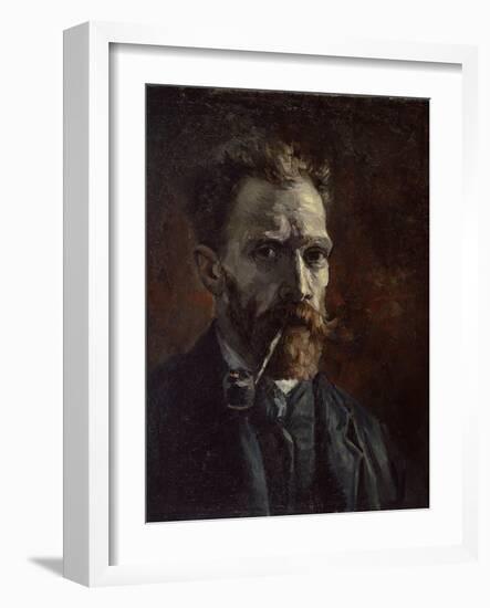 Self-Portrait with Pipe, 1886-Vincent van Gogh-Framed Giclee Print