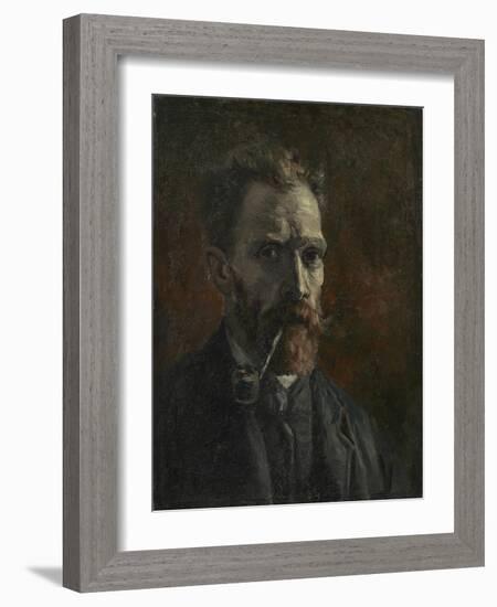 Self-portrait with pipe, 1886-Vincent van Gogh-Framed Giclee Print