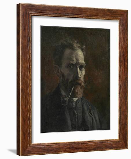 Self-portrait with pipe, 1886-Vincent van Gogh-Framed Giclee Print
