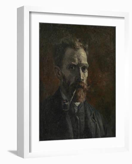 Self-portrait with pipe, 1886-Vincent van Gogh-Framed Giclee Print