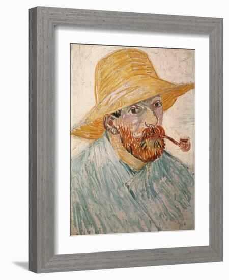 Self-Portrait with Pipe and Straw Hat, c.1888-Vincent van Gogh-Framed Giclee Print