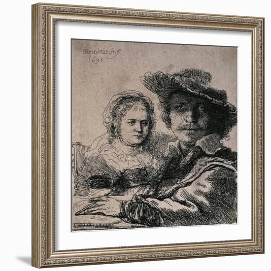 Self-Portrait with Saskia, 1636-Rembrandt van Rijn-Framed Giclee Print