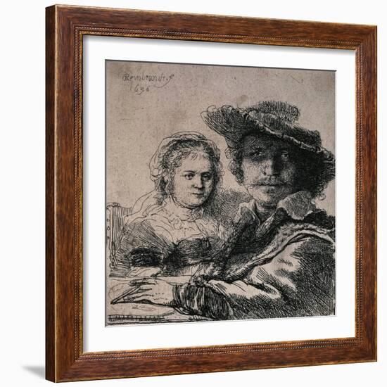 Self-Portrait with Saskia, 1636-Rembrandt van Rijn-Framed Giclee Print