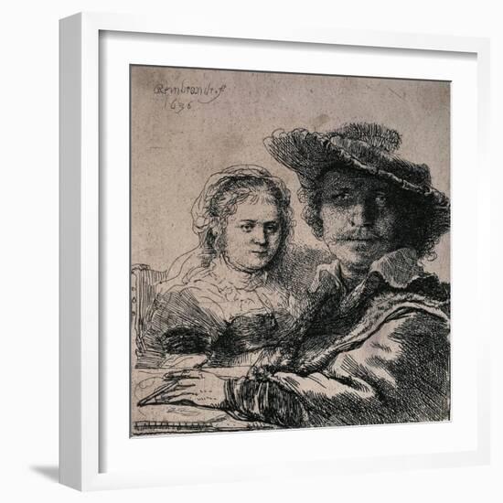 Self-Portrait with Saskia, 1636-Rembrandt van Rijn-Framed Giclee Print