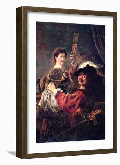 Self-Portrait with Saskia-Rembrandt van Rijn-Framed Art Print