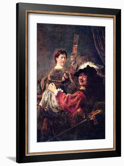 Self-Portrait with Saskia-Rembrandt van Rijn-Framed Art Print