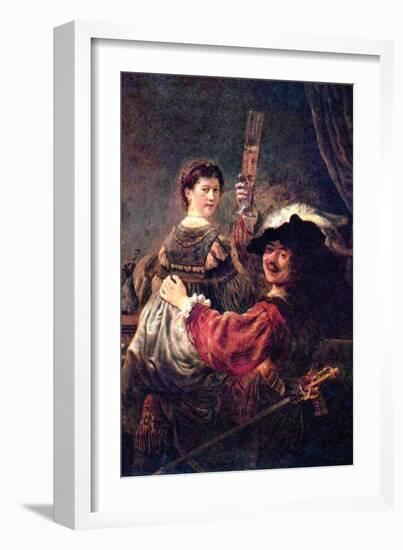 Self-Portrait with Saskia-Rembrandt van Rijn-Framed Art Print