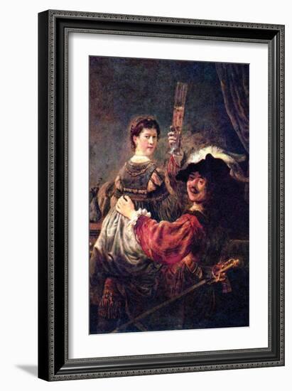 Self-Portrait with Saskia-Rembrandt van Rijn-Framed Art Print