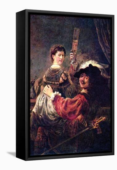 Self-Portrait with Saskia-Rembrandt van Rijn-Framed Stretched Canvas