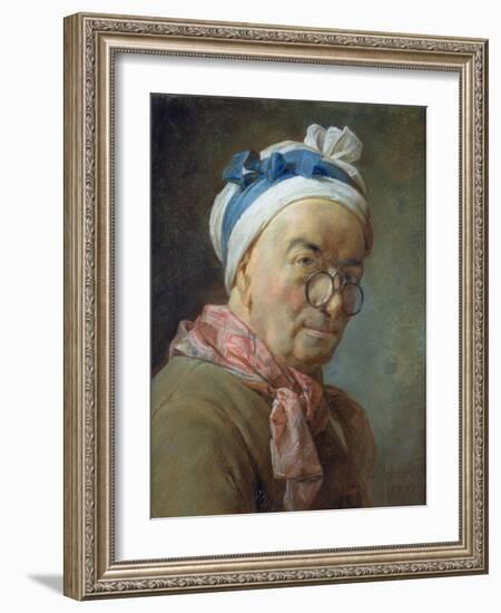 Self Portrait with Spectacles, 1771-Jean-Baptiste Simeon Chardin-Framed Giclee Print