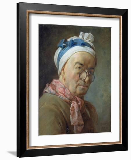 Self Portrait with Spectacles, 1771-Jean-Baptiste Simeon Chardin-Framed Giclee Print