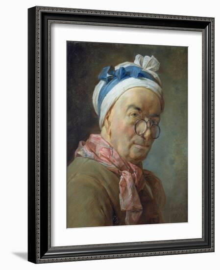 Self Portrait with Spectacles, 1771-Jean-Baptiste Simeon Chardin-Framed Giclee Print