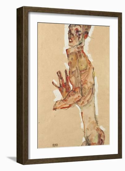 Self-Portrait with Splayed Fingers, 1911-Egon Schiele-Framed Giclee Print