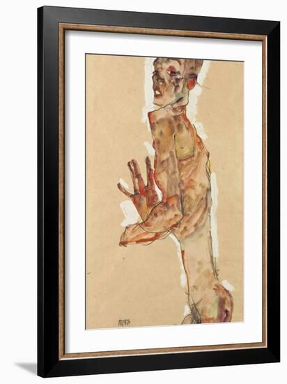 Self-Portrait with Splayed Fingers, 1911-Egon Schiele-Framed Giclee Print