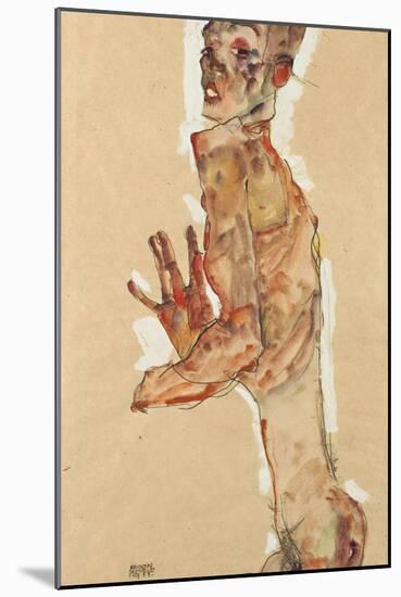 Self-Portrait with Splayed Fingers, 1911-Egon Schiele-Mounted Giclee Print