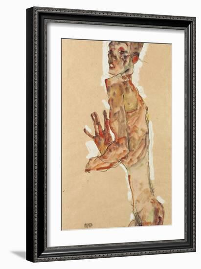 Self-Portrait with Splayed Fingers, 1911-Egon Schiele-Framed Giclee Print