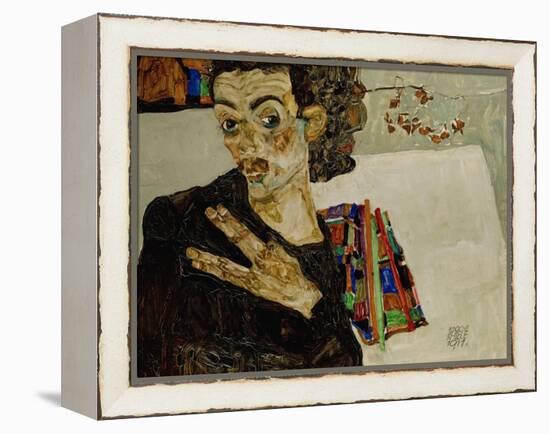 Self-Portrait with Spread Fingers, 1911-Egon Schiele-Framed Premier Image Canvas