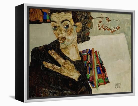 Self-Portrait with Spread Fingers, 1911-Egon Schiele-Framed Premier Image Canvas