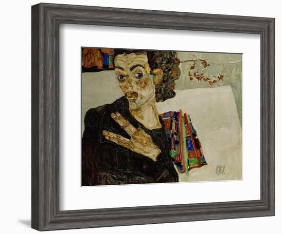 Self-Portrait with Spread Fingers, 1911-Egon Schiele-Framed Giclee Print