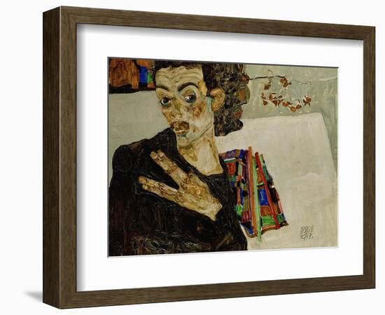 Self-Portrait with Spread Fingers, 1911-Egon Schiele-Framed Giclee Print