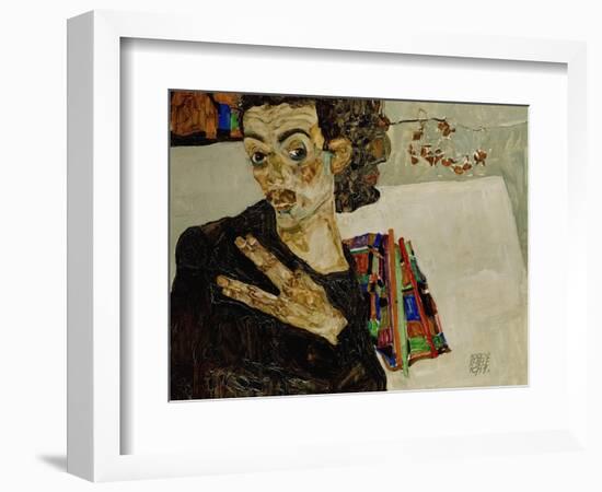 Self-Portrait with Spread Fingers, 1911-Egon Schiele-Framed Giclee Print