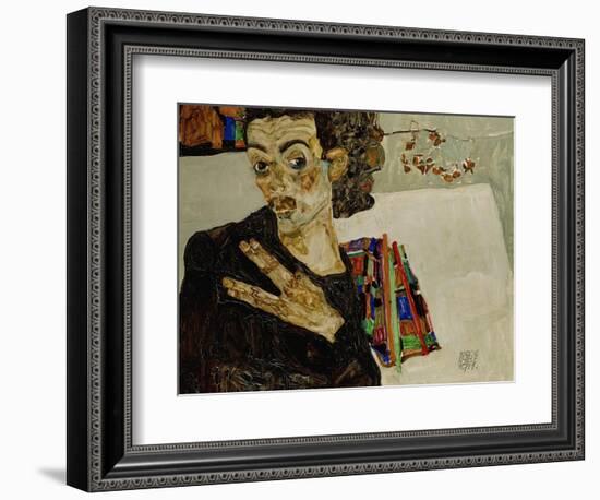 Self-Portrait with Spread Fingers, 1911-Egon Schiele-Framed Giclee Print