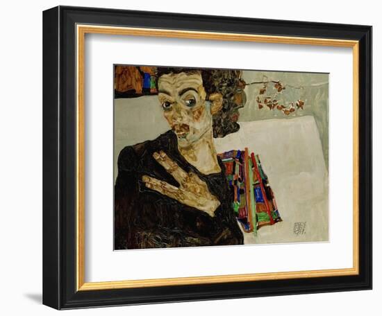 Self-Portrait with Spread Fingers, 1911-Egon Schiele-Framed Giclee Print