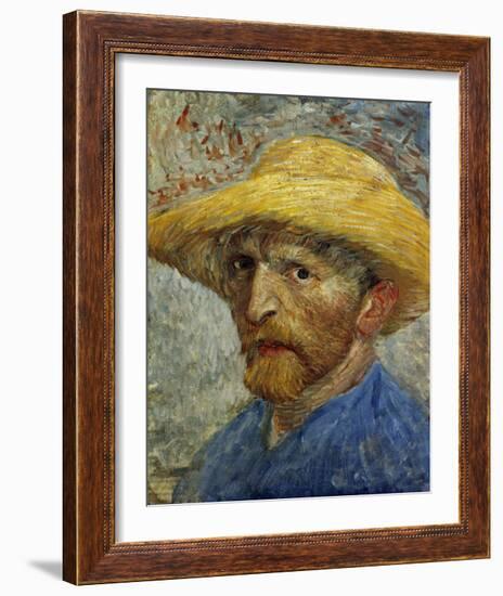 Self-Portrait with Straw Hat-Vincent van Gogh-Framed Art Print