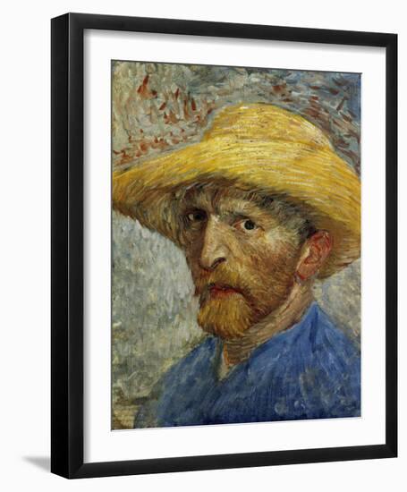 Self-Portrait with Straw Hat-Vincent van Gogh-Framed Art Print