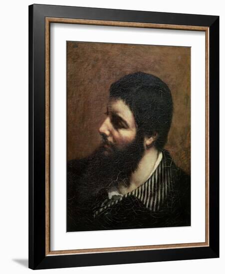 Self Portrait with Striped Collar-Gustave Courbet-Framed Giclee Print