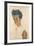 Self-Portrait with Striped Shirt, 1910-Egon Schiele-Framed Giclee Print