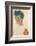 Self-Portrait with Striped Shirt-Egon Schiele-Framed Art Print