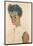 Self-Portrait with Striped Shirt-Egon Schiele-Mounted Art Print