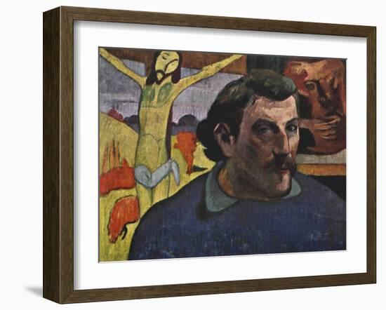 Self Portrait with the Yellow Christ, 1889-Paul Gauguin-Framed Giclee Print