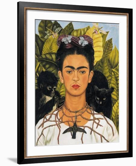 Self-Portrait with Thorn Necklace and Hummingbird, c.1940-Frida Kahlo-Framed Art Print