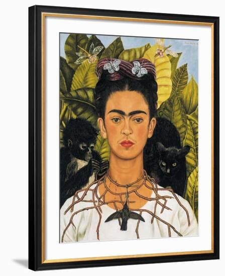 Self-Portrait with Thorn Necklace and Hummingbird, c.1940-Frida Kahlo-Framed Art Print