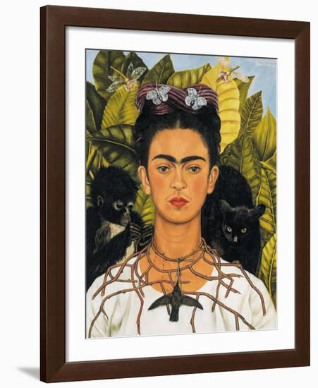 Self-Portrait with Thorn Necklace and Hummingbird, c.1940-Frida Kahlo-Framed Art Print