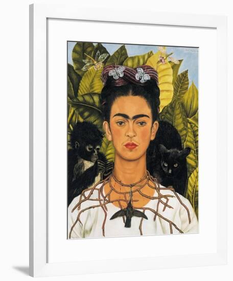 Self-Portrait with Thorn Necklace and Hummingbird, c.1940-Frida Kahlo-Framed Art Print