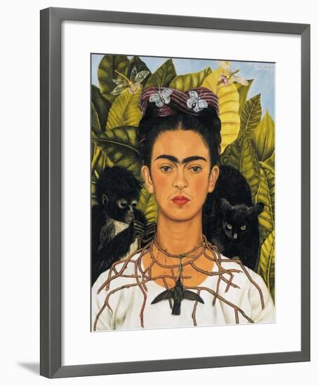 Self-Portrait with Thorn Necklace and Hummingbird, c.1940-Frida Kahlo-Framed Art Print