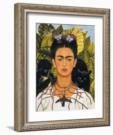 Self-Portrait with Thorn Necklace and Hummingbird, c.1940-Frida Kahlo-Framed Art Print